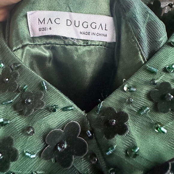 MAC DUGGAL Velvet Flower Embellished Midi Dress - Picture 11 of 11